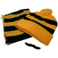 Tigers Beanie Hat & Scarf Set Party Costume w Moustache Warm Winter - Black/Yellow Stripe