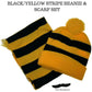 Tigers Beanie Hat & Scarf Set Party Costume w Moustache Warm Winter - Black/Yellow Stripe