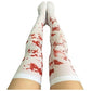 OVER THE KNEE SOCKS Fake Red Blood Stained Bloody Halloween Costume White Horror