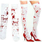 OVER THE KNEE SOCKS Fake Red Blood Stained Bloody Halloween Costume White Horror