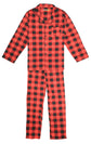 Mens Flannelette Pyjama Set Sleepwear Soft 100% Cotton PJs Two Piece Pajamas - Red - 3XL