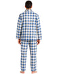 Mens Flannelette Pyjama Set Sleepwear Soft 100% Cotton PJs Two Piece - Light Blue Check - S