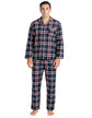 Mens Flannelette Pyjama Set Sleepwear Soft 100% Cotton PJs Two Piece - Navy/Red Check - S