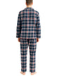 Mens Flannelette Pyjama Set Sleepwear Soft 100% Cotton PJs Two Piece - Navy/Red Check - S