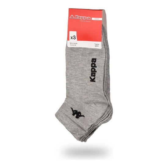 Kappa Mens Ankle Socks - Grey - 1 Pack of 3 - EU 39-41