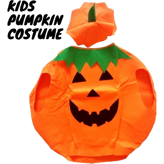 KIDS PUMPKIN COSTUME Halloween Unisex Fancy Dress Up Party Orange Vegetable