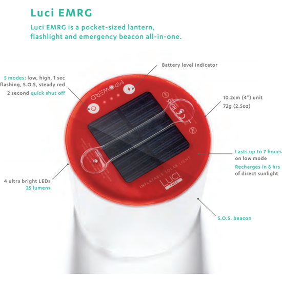 INFLATABLE SOLAR LIGHT by MPOWERD Luci Camping Lantern Waterproof - EMRG