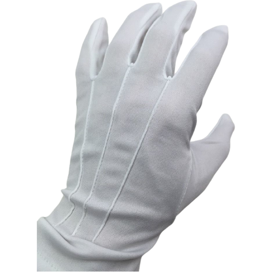 Deluxe Short White Stripe Satin Gloves Magician Driving Wedding Glove One Size