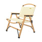 Bamboo Canvas Foldable Outdoor Camping Chair Wooden Travel Picnic Park - Khaki/Beige