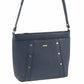 Morrissey Italian Womens Structured Leather Cross Body Handbag Bag Ladies - Navy