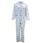 Womens PYJAMAS PJs Set Pajamas Ladies Cotton PJ Womens Long Sleeve Sleepwear - Blue - 12