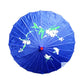 PARASOL UMBRELLA Chinese Japanese Bamboo Flower Pattern Fabric 80cm Diameter - Blue