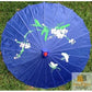 PARASOL UMBRELLA Chinese Japanese Bamboo Flower Pattern Fabric 80cm Diameter - Blue