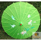 PARASOL UMBRELLA Chinese Japanese Bamboo Flower Pattern Fabric 80cm Diameter - Light Green