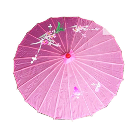 PARASOL UMBRELLA Chinese Japanese Bamboo Flower Pattern Fabric 80cm Diameter - Light Pink