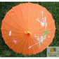 PARASOL UMBRELLA Chinese Japanese Bamboo Flower Pattern Fabric 80cm Diameter - Orange