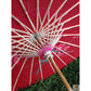 PARASOL UMBRELLA Chinese Japanese Bamboo Flower Pattern Fabric 80cm Diameter - Red