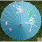 PARASOL UMBRELLA Chinese Japanese Bamboo Flower Pattern Fabric 80cm Diameter - Sky Blue