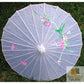 PARASOL UMBRELLA Chinese Japanese Bamboo Flower Pattern Fabric 80cm Diameter - White