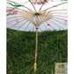 PARASOL UMBRELLA Chinese Japanese Bamboo Flower Pattern Fabric 80cm Diameter - White