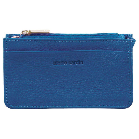 Pierre Cardin Womens Soft Italian Leather Coin Purse Holder Wallet - Aqua