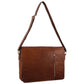 Pierre Cardin Rustic Leather Bag Computer Messenger Business Travel - Chestnut