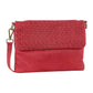 Pierre Cardin Womens Woven Leather Flap Cross-Body Bag/Clutch - Red