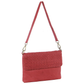 Pierre Cardin Womens Woven Leather Flap Cross-Body Bag/Clutch - Red