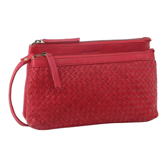 Pierre Cardin Woven Ladies Crossbody/ Clutch Bag - Red