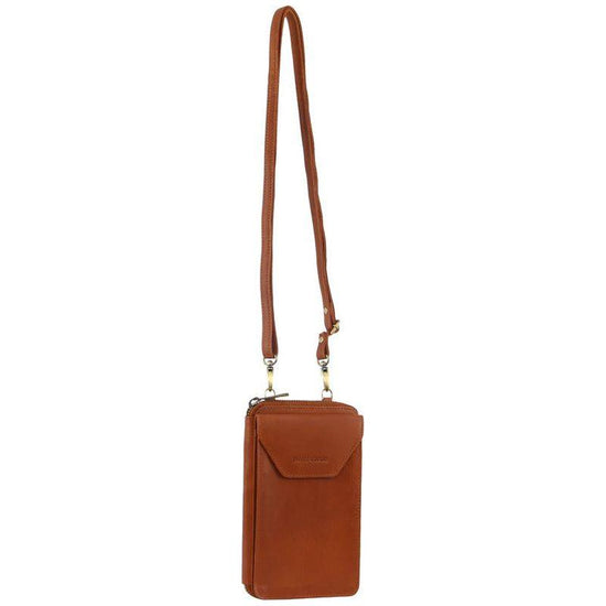 Pierre Cardin Ladies Leather Cross Body Bag/Wallet Bag/Clutch Wallet - Cognac