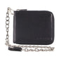 Pierre Cardin Zip Around Mens Leather Wallet with Chain in Black