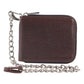 Pierre Cardin Zip Around Mens Leather Wallet with Chain in Chestnut