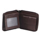 Pierre Cardin Zip Around Mens Leather Wallet with Chain in Chestnut