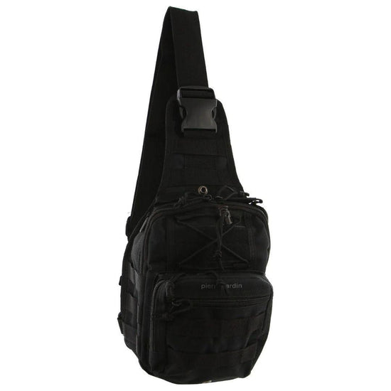 Pierre Cardin Cross Body Tactical Sling Bag Rucksack Army Style in Black