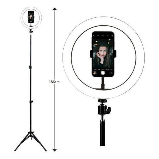 LED Selfie Ring Light with Tripod Stand & Cell Phone Holder for Live Stream/Makeup