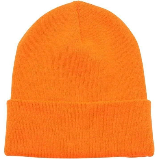 PLAIN BEANIE Unisex Mens Womens Winter Warm Hat Ski Cap Knit One Size - Fluro Orange