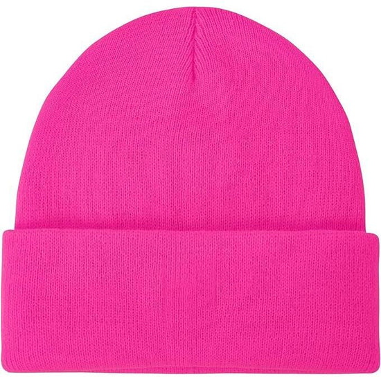 PLAIN BEANIE Unisex Mens Womens Winter Warm Hat Ski Cap Knit One Size - Fluro Pink