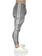 Mens Fleece Skinny Track Pants Jogger Gym Casual Sweat Trackies Warm Trousers - Grey Marle/White Stripe - XXL