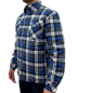 Mens QUILTED FLANNELETTE SHIRT 100% COTTON Flannel Jacket Padded Long Sleeve - Black/Navy/White (Quilted) - S