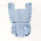 Ponchik Babies + Kids Ruffle Back Romper - Capri Blue - 3 years