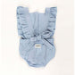 Ponchik Babies + Kids Ruffle Back Romper - Capri Blue - 3 years