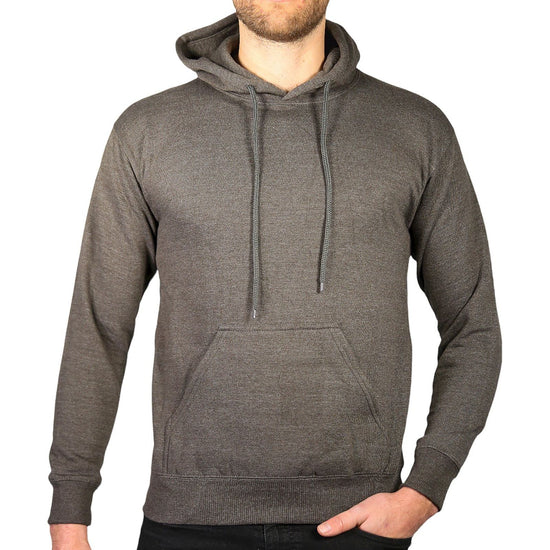 Adult Mens 100% Cotton Fleece Hoodie Jumper Pullover Sweater Warm Sweatshirt - Charcoal Grey - M