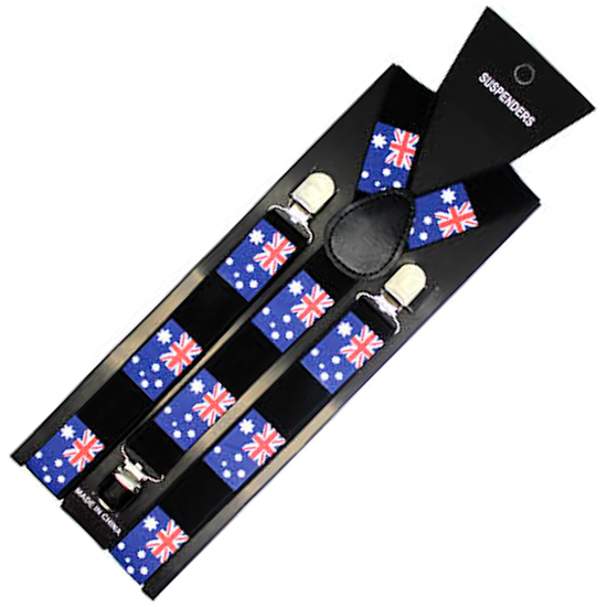 Mens Suspenders Braces Adjustable Strong Clip On Elastic Formal Wedding Slim - Australia Flag