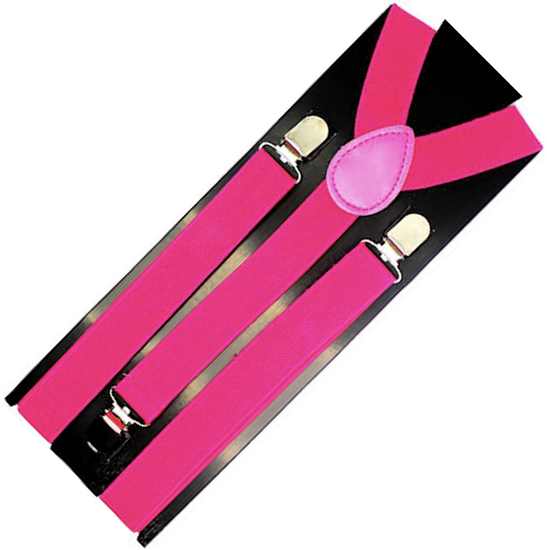 Mens Suspenders Braces Adjustable Strong Clip On Elastic Formal Wedding Slim - Pink