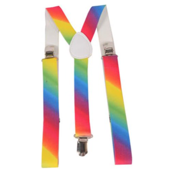 Mens Suspenders Braces Adjustable Strong Clip On Elastic Formal Wedding Slim - Rainbow