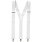 Mens Suspenders Braces Adjustable Strong Clip On Elastic Formal Wedding Slim - White