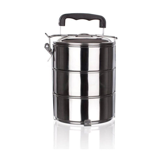 Stackable 3-Tier Stainless Steel Lunch Bento Box Tiffin Storage Pot - 23cm x 15cm