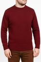100% SHETLAND RAGG WOOL CREW Round Neck Knit JUMPER Pullover Mens Sweater Knitted - Burgundy - S