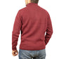 100% SHETLAND RAGG WOOL Half Zip Up Knit JUMPER Pullover Mens Sweater Knitted - Burgundy - S