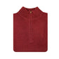 100% SHETLAND RAGG WOOL Half Zip Up Knit JUMPER Pullover Mens Sweater Knitted - Burgundy - S
